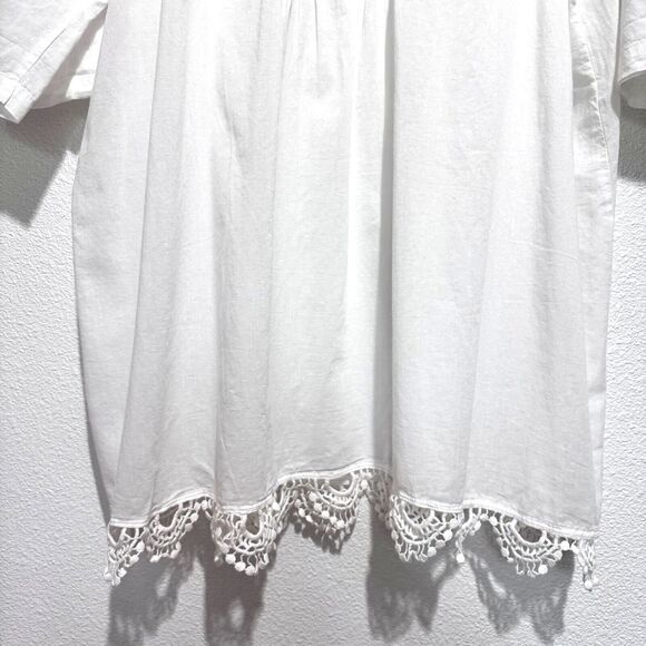 Swimsuits For All Swimsuit Cover Up Women's SIZE 18/20 Short Tab Sleeve White - Picture 9 of 16